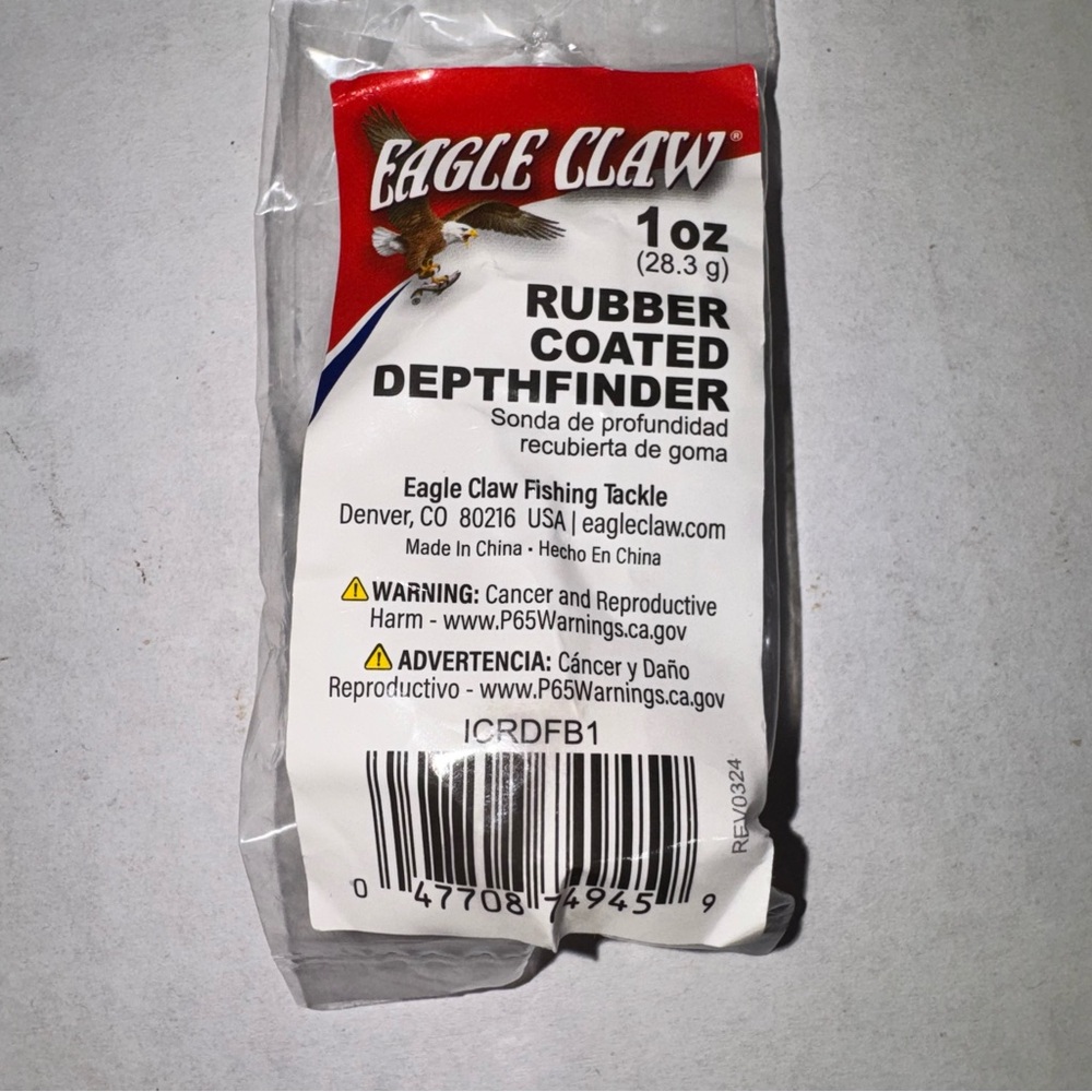 Eagle Claw Fishing Tackle 1oz Rubber Coated Orange Depth Finder